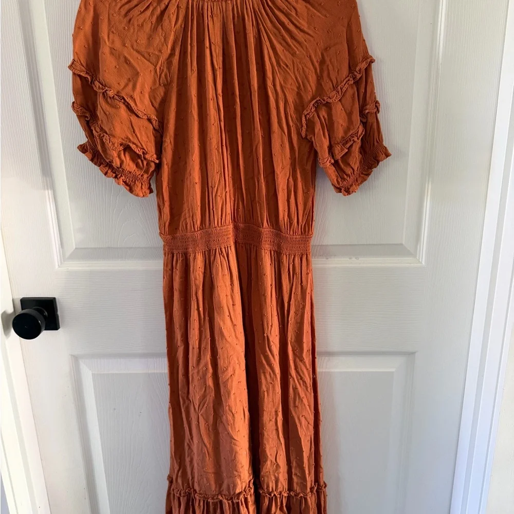 Elegant Rust Orange Women's Dress - Picture 3 of 3